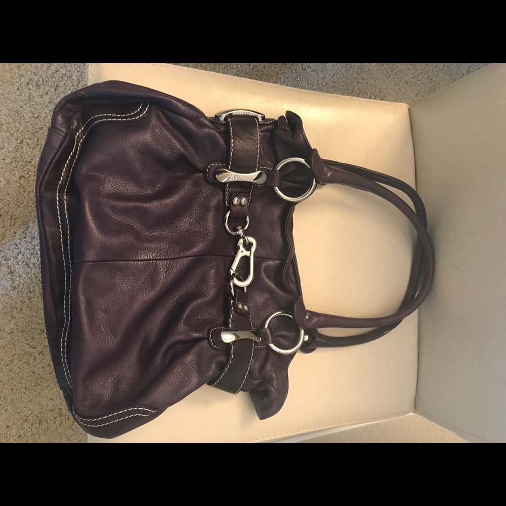 B Makowsky Purple Leather Tote
